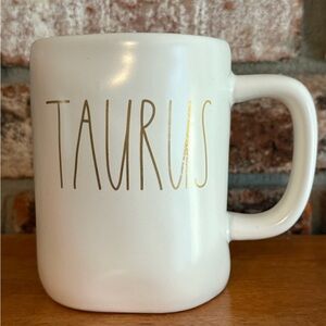 Rae Dunn Taurus Mug in White and Gold
